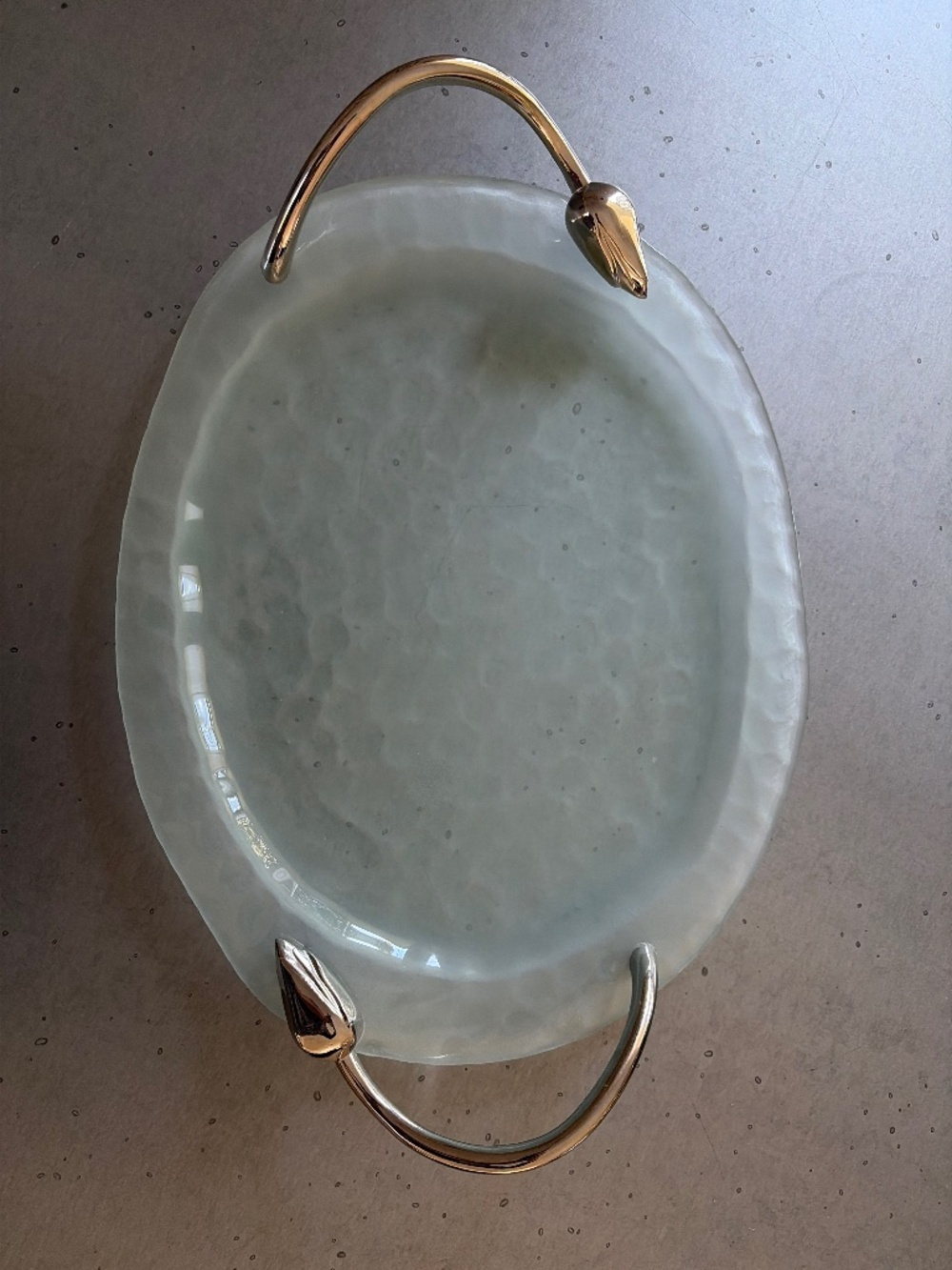 Michael Adam Frosted Glass Tulip Handle Tray